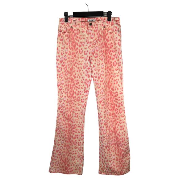 Moschino Vintage 1990s Pink Cheetah Animal Print Flare Jeans 28 NEW with Tag - Picture 1 of 8